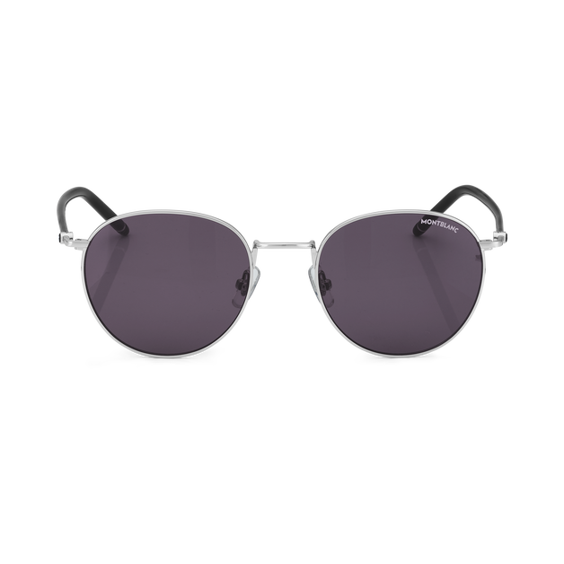 Round Sunglasses with Silver-Colored Metal Frame - 1