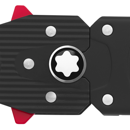 M LOCK 4810 black printed 35 mm leather buckle belt