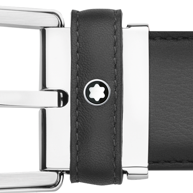 Ceinture à boucle fer à cheval de 35 mm en cuir gris - 3
