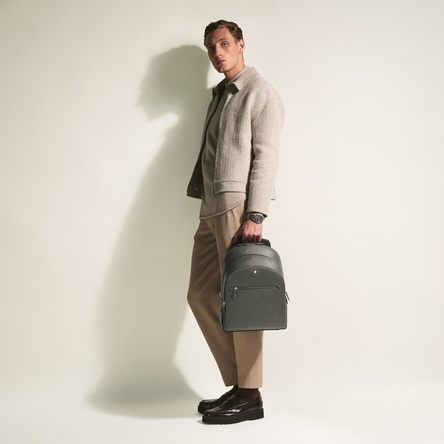 Sac à Dos Moyen Modèle avec 3 Compartiments en Cuir Sartorial - 5