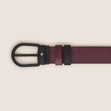Horseshoe buckle cassis/black 30mm reversible leather strap