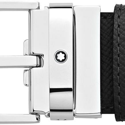 Black/blue 35 mm reversible leather belt