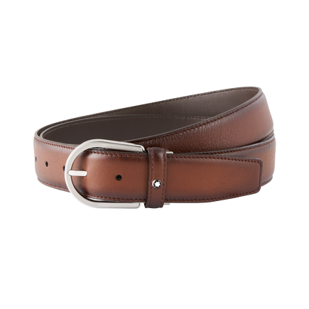 Horseshoe buckle brown 35 mm leather belt
