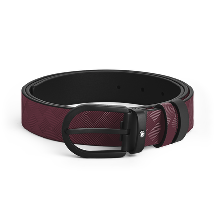 Horseshoe buckle cassis/black 30mm reversible leather strap