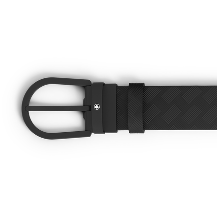 Horseshoe buckle black 35mm leather belt