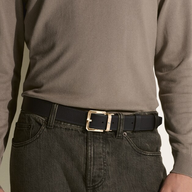 Ceinture réversible de 35 mm en cuir bleu nuit/noir - 2