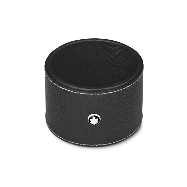 Medium Round Desk Tray in Sartorial Leather - 1