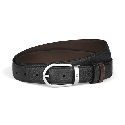 حزام من جلد مُحبَّب ذو وجهين بعرض 30 مم وبمشبك على شكل حدوة الحصان