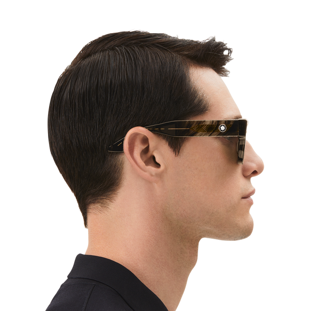 Rectangular Sunglasses with Melange Colored Acetate Frame - 7