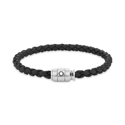Bracelet Steel 3 rings closing and Black leather