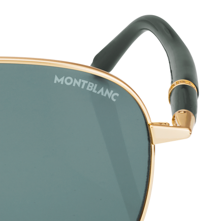 Squared Sunglasses with Gold-Colored Metal Frame