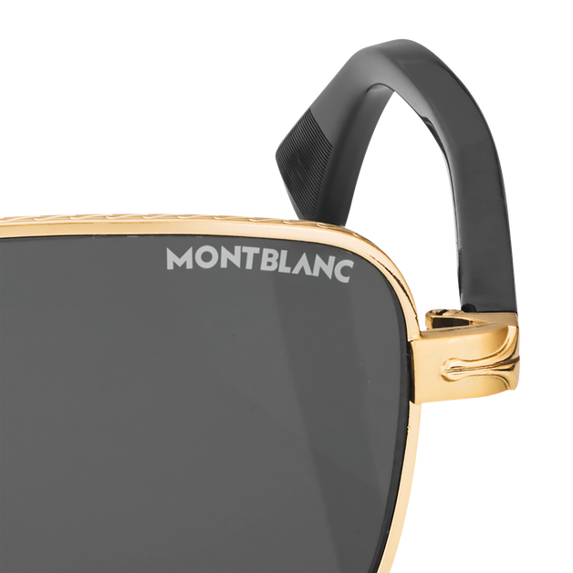 Rectangular Sunglasses with Gold-Colored Metal Frame - 3