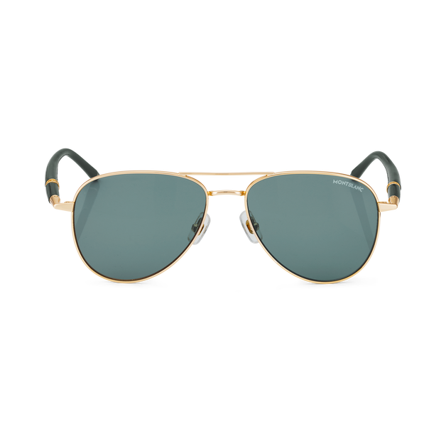 Squared Sunglasses with Gold-Colored Metal Frame - 1