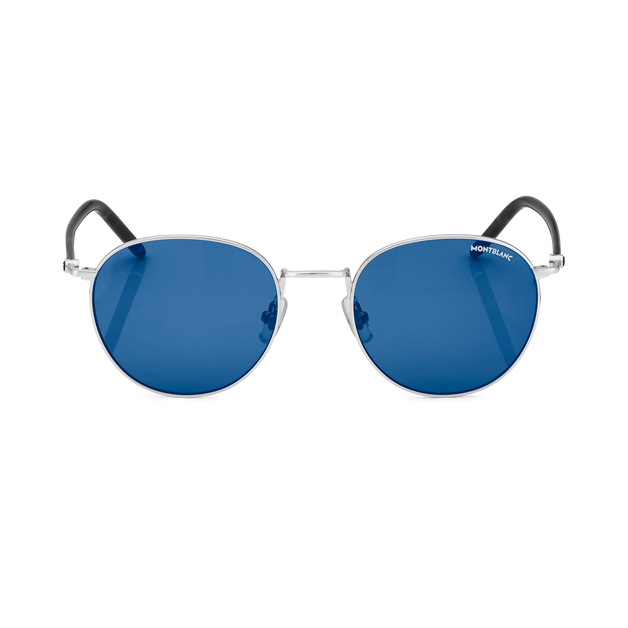 Round Sunglasses with Ruthenium-Colored Metal Frame - 1