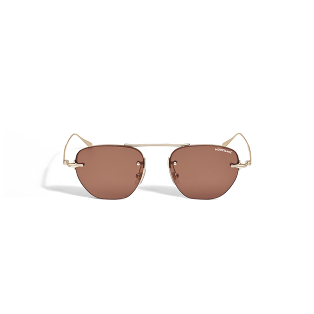 Oval Sunglasses with Gold-Coloured Metal Frame - 1