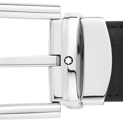 Horseshoe buckle black/blue 30 mm reversible leather belt