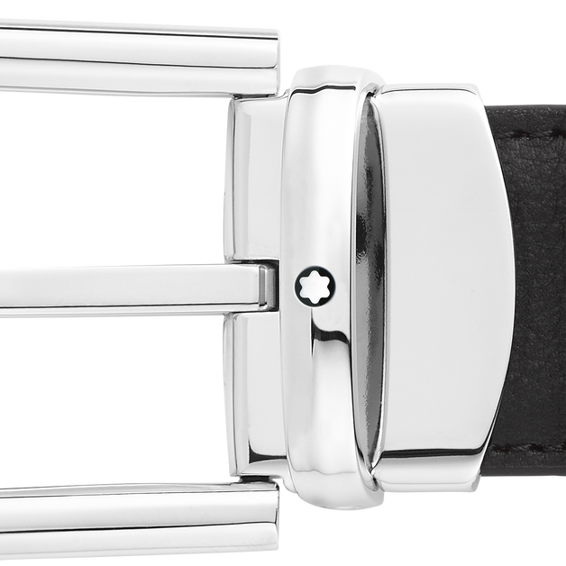 Horseshoe buckle black/brown 30 mm reversible leather belt - 2