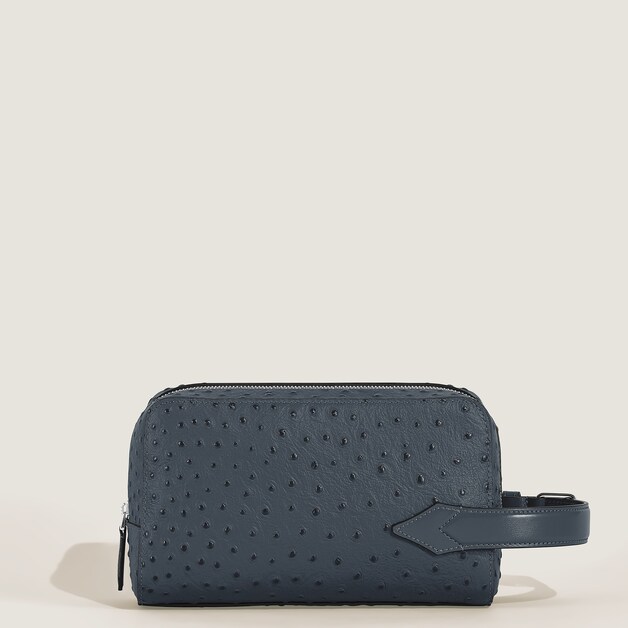 Wash Bag in Ostrich-Embossed Leather - 4