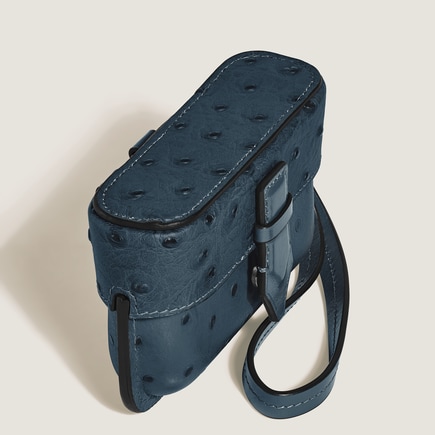 Nib Accessory Case with Strap in Ostrich-Embossed Leather
