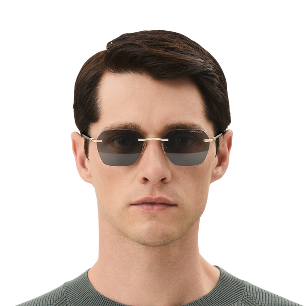 Lunettes de Soleil Carrées avec Monture en Métal Doré - 4