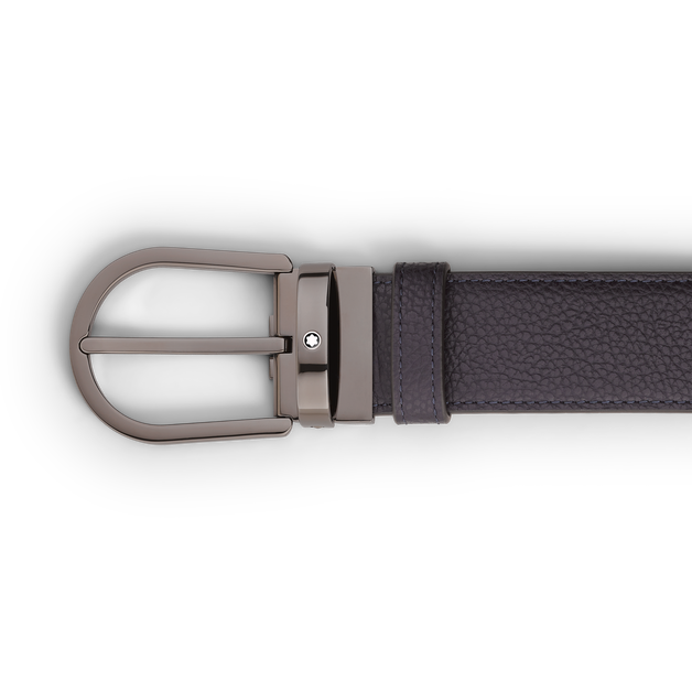 Horseshoe buckle night blue/black 35 mm reversible leather belt - 3