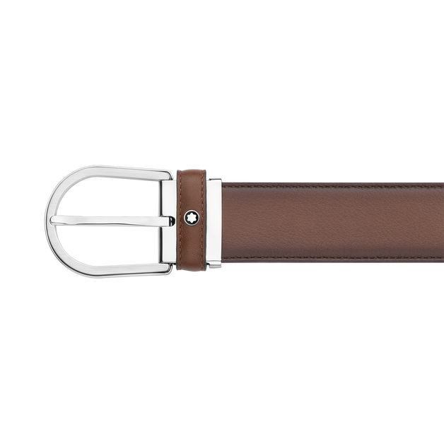 Ceinture à boucle fer à cheval de 35 mm en cuir marron - 3