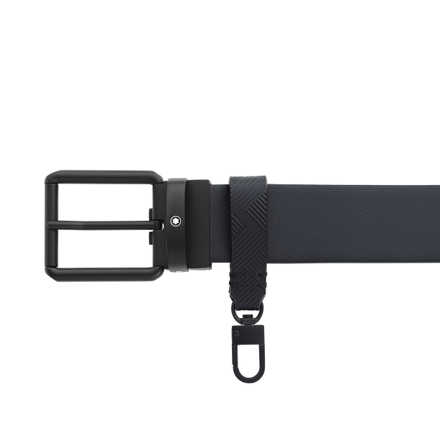 Printed black/plain black 35 mm reversible leather belt - 4