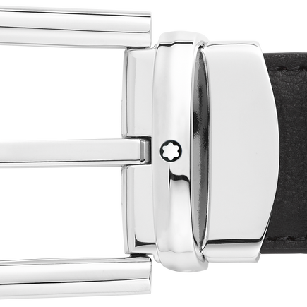 Horseshoe buckle black/blue 30 mm reversible leather belt