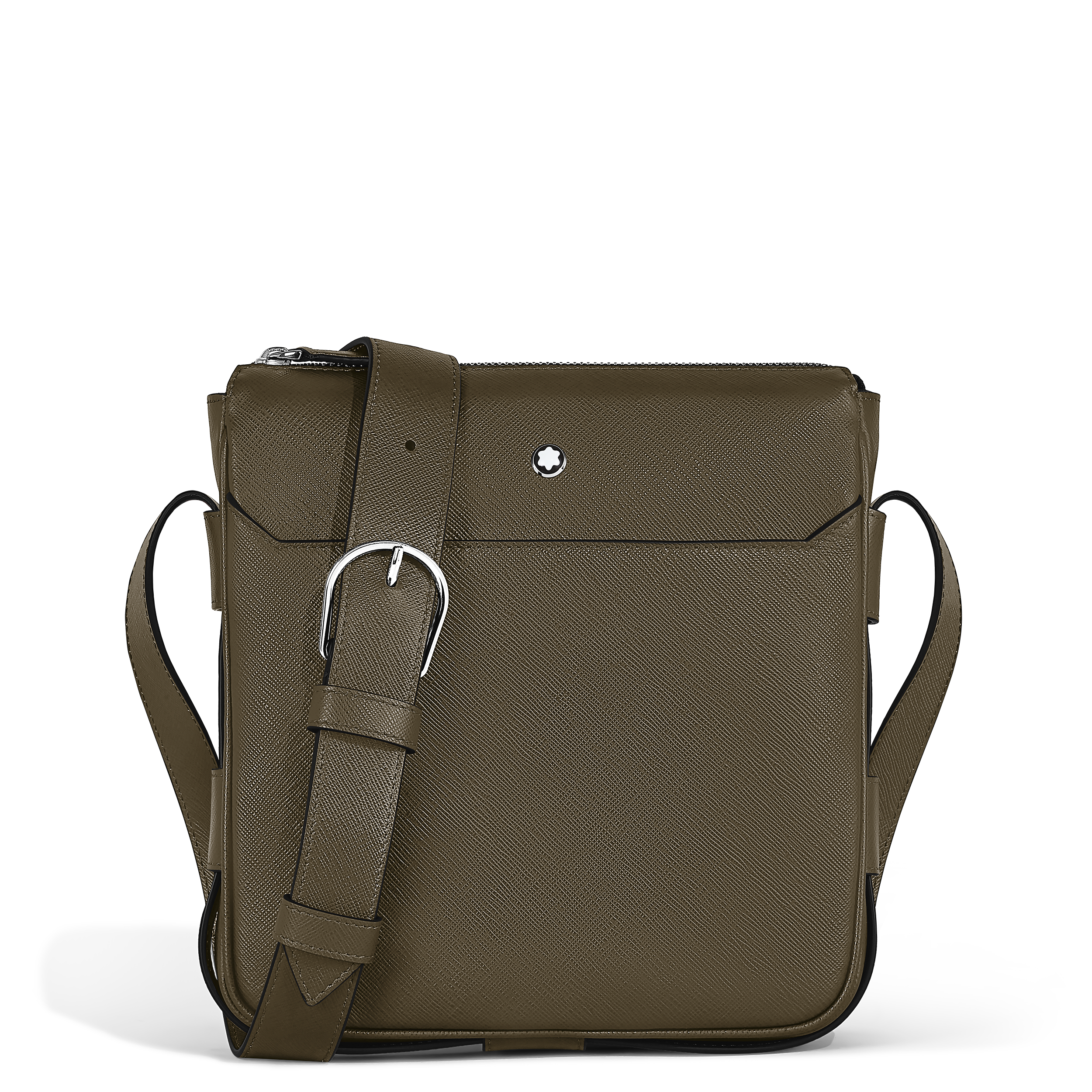 Vertical Belt Messenger Bag in Sartorial Leather - Leather - khaki